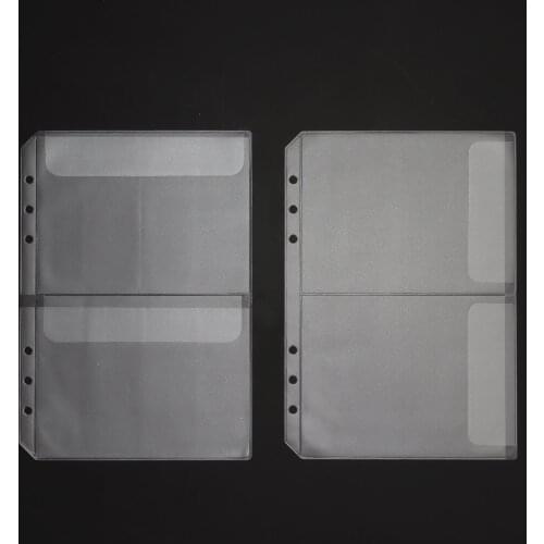 10PCS 6 Ring A5 Binder 3 Pocket Sleeves Transparent Plastic Clear Pockets Bags Sheets A5 6 Ring Binder Inserts Accessories