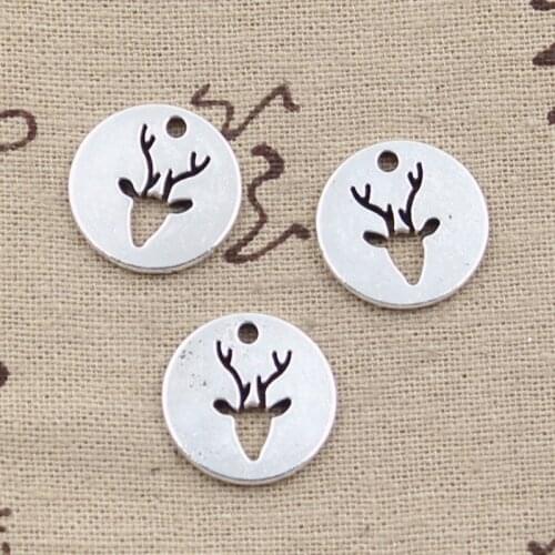 15pcs Charms Deer Head Cut 18x18mm Antique Bronze Silver Color Pendants Making DIY Handmade Tibetan Bronze Silver Color Jewelry