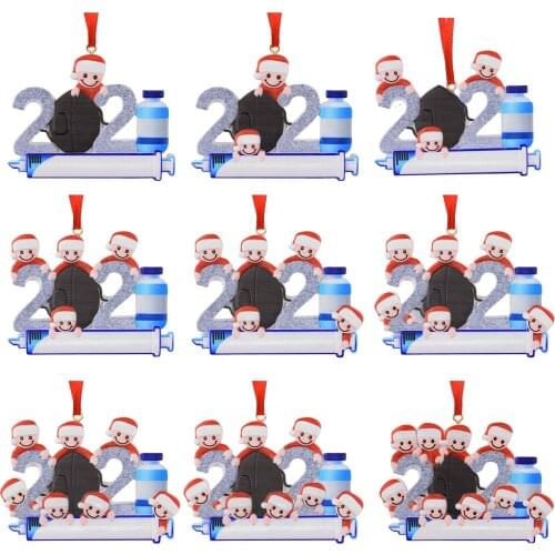 2021 Quarantine Christmas Tree Pendant DIY Handwritten Wishes Snowman Survived Family Resin Hanging Ornament New Year Robust