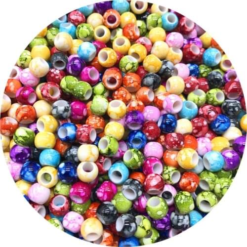 30pcs/lot 12mm Big Hole Round Beads for Jewelry Making Acrylic Beads Multicolor Loose Bead Jewelry DIY Accessory #012