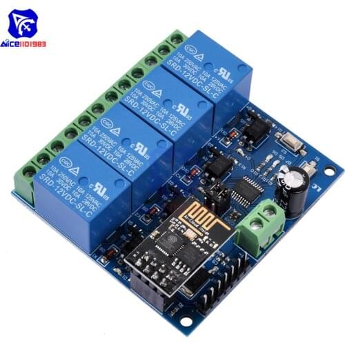 Diymore DC 12V ESP8266 4 Channel Relay Board ESP-01 WIFI Module for Smart Home Intelligent Furniture 4 Channel WIFI Relay Module