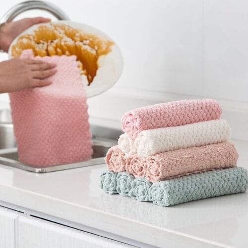 4 pc Microfiber towels Strong Absorbent Soft Scouring Pad Kitchen towel Cleaning Dish Towel Dry And Wet Household Cleaning Cloth