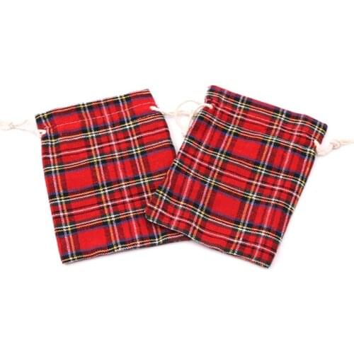 5 pcs/lot 10x14cm 13*18cm Plaid Cotton Drawstring Bag Wedding Favor Gift Packaging Travel Luggage Storage Bag Pouches Wholesale