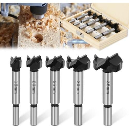 5PCS Drill Bits Carbide Adjustable Woodworking Hole Saw Bits Set Wood Hole Cutter Drill Bit Set Tipped Drilling Tool Core Drill