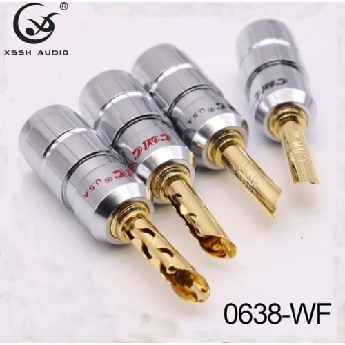 8pcs XSSH audio 0638 -WF YIVO DIY Electrical Plugs Red Copper Color Gold Plated HIFI audio banana plug connector