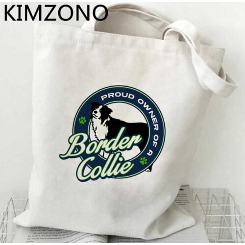 Border Collie shopping bag tote shopper jute bag bolsa shopping eco bag cloth net reciclaje string custom