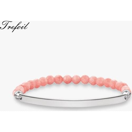 Bracelet Beaded with 6mm Pink Onyx Beads, 2018 New 925 Sterling Silver Fashion Jewelry Romantic Gift for Women Girls