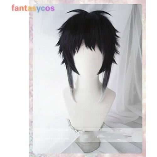Bungo Bungou Stray Dogs Ryunosuke Akutagawa Cosplay Short Black White Mixed Color Heat Resistant Synthetic Hair+Free Wig Cap
