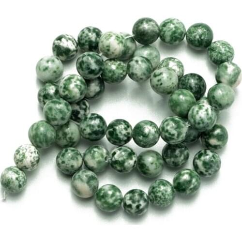 Wholesale 4 6 8 10 12mm Green Spot Natural Stone Beads for Jewelry Making Accessories Loose Beads Necklace Bracelet DIY