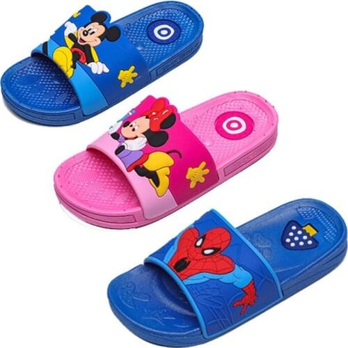 Disney Children Minnie Mickey Spider-Man Childrens Baby Cute Home Non-slip Soft Sandals and Slippers