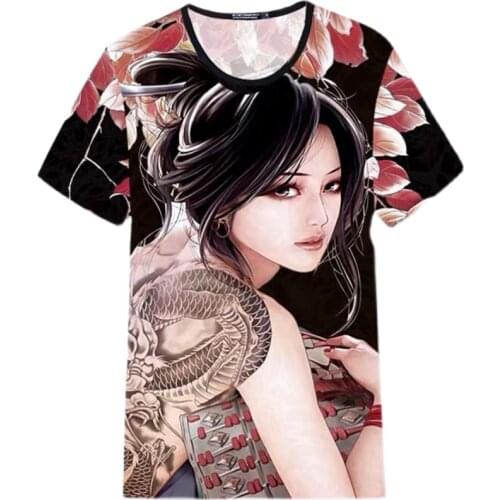 Fashion Mens Ice Silk Short Sleeve T-shirt Thin Character Pattern Printed Summer Quick-drying Clothes