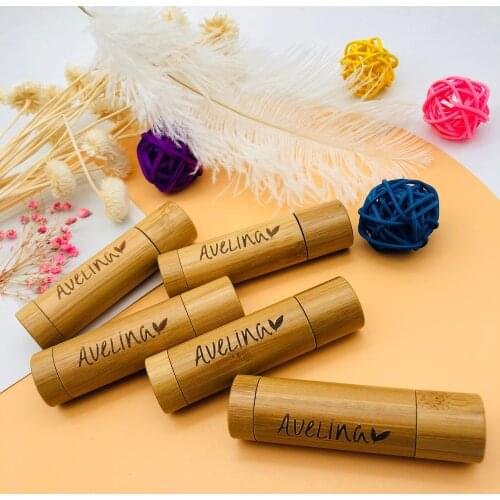 Engraving logo lipstick tube bulk wholesale 3ml 5ml bamboo lipstick tube container empty lipstick container bulk 100 pieces