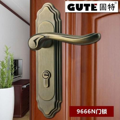 GUTE Generic Lock European bronze green room door handle lock interior door handles For 35-45MM thickness