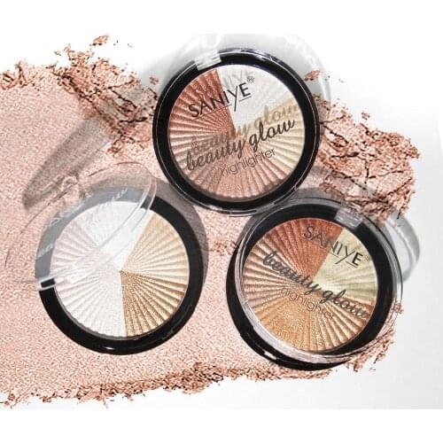 Face Highlighter Palette Makeup Powder Glitter Palette Contour Highlight Five-color Makeup Face Face Lazy Shadow Glow W8F6