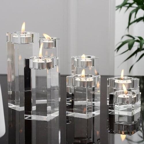 Home Crystal Candlestick Wedding Festival Table Decoration Transparent Candle Holder