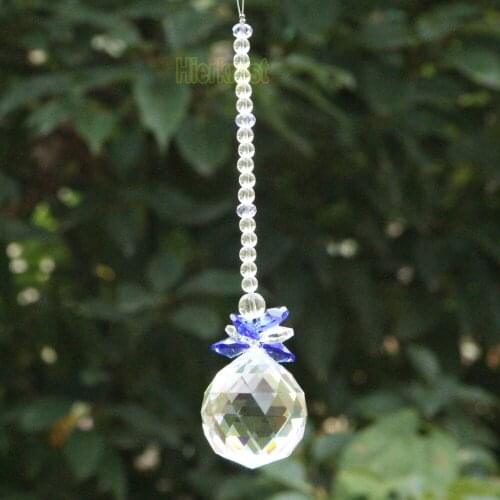 Feng shui 30mm crystal ball&14mm octagon beads healing crystals suncatcher wedding decoration,crystal chandelier parts 40mm