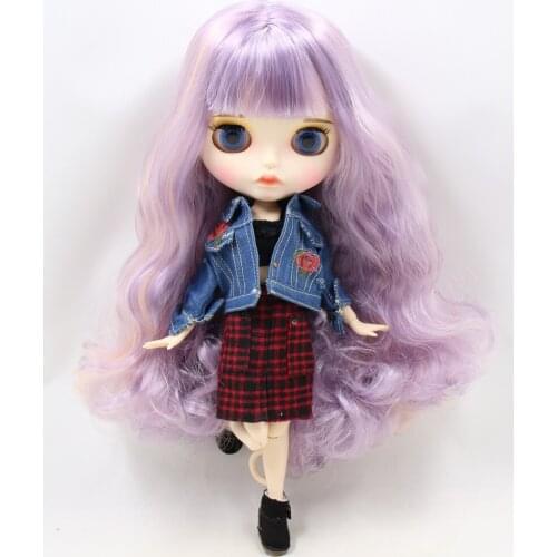 ICY DBS Blyth Doll For No. BL1049/2352/1049 Purple mix pink hair Carved lips Matte face with eyebrow Joint body 1/6 bjd