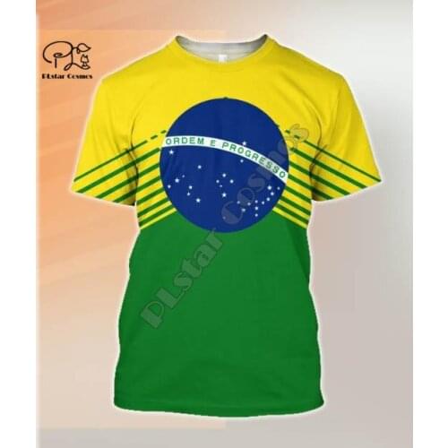 PLstar Cosmos National Emblem Brazil Flag 3D Printed Summer T-Shirts Short-Sleeve Tee Men/Women Casual Streetwear Style-17