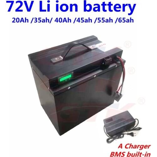 GTK 72V 20Ah 35ah 40Ah 45ah 55ah 65ah Lithium ion battery with BMS for three-wheeled vehicle scooter electric bike+5A Charger