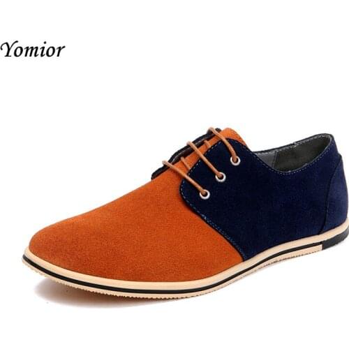 Yomior Men Leather Casual Shoe Cow Suede Men Oxfords Brand Male Shoes Chaussure Homme Zapatos Hombre High Quality Big Size 38-48