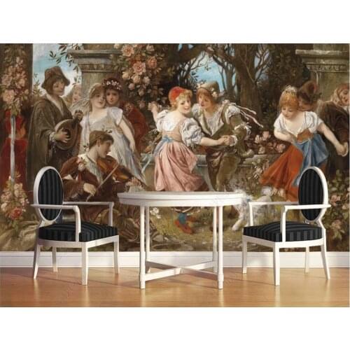 Custom mural 3d photo wallpaper European-style character oil painting music ball in the living room wallpaper for walls 3 d