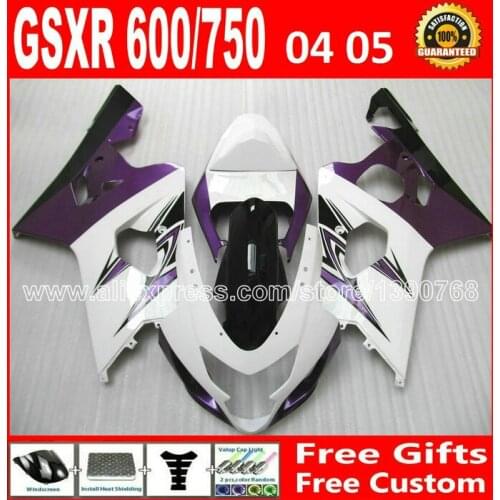 Brand new for SUZUKI 2004 2005 GSXR 600 750 light purple white fairing K4 RIZLA version 04 05 gsxr600 AXF GSX R750 bodywork 893