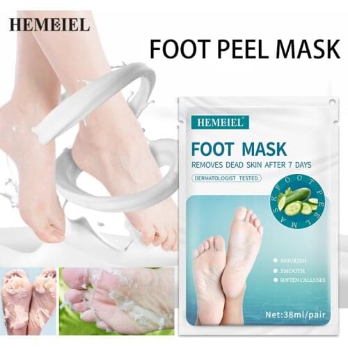 HEMEIEL Cucumber Hydrating Foot Peel Masks For Skin Removal Calluses Exfoliating Heel Socks Whitening Tender Feet 1Pair=2PCs