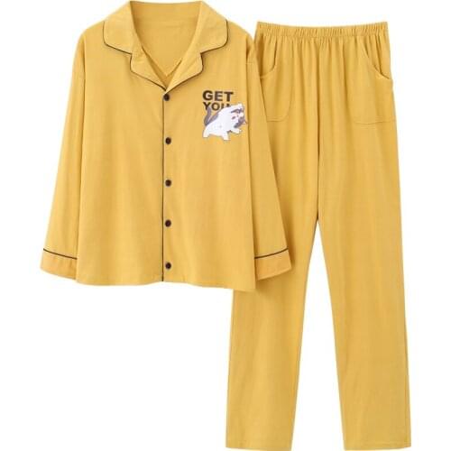 Autumn winter cotton women pajamas set cartoon pijama mujer long sleeve cute soft two pieces set women pyjamas plus size pajamas