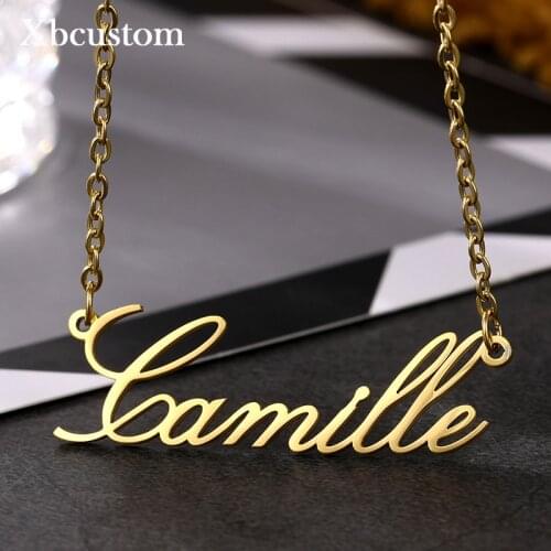 Custom Name Necklace Stainless Steel Customized Personalized Letter Gold Choker Necklaces Pendant Nameplate for Women Gift