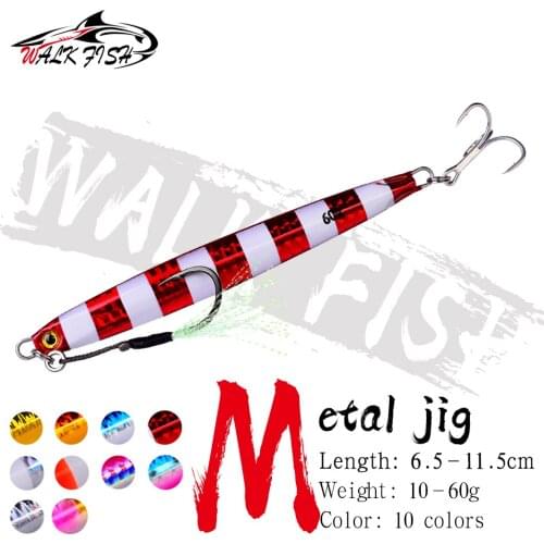 WALK FISH SLOWER Long Metal Jig Fishing Lure Slow Cast Jigging Spoon 10G 20G 30G 40G 60G Artificial Shore Metal Bait Sea Tackle