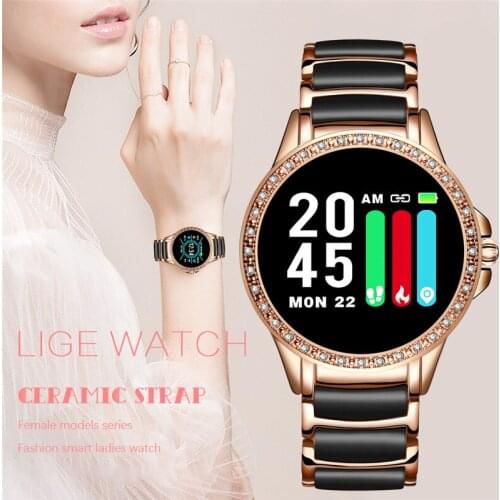 LIGE Woman Smart Watch Women smartwatch Waterproof Fitness Tracker Blood Pressure Heart Rate Pedometer Diamond Electronic Watch