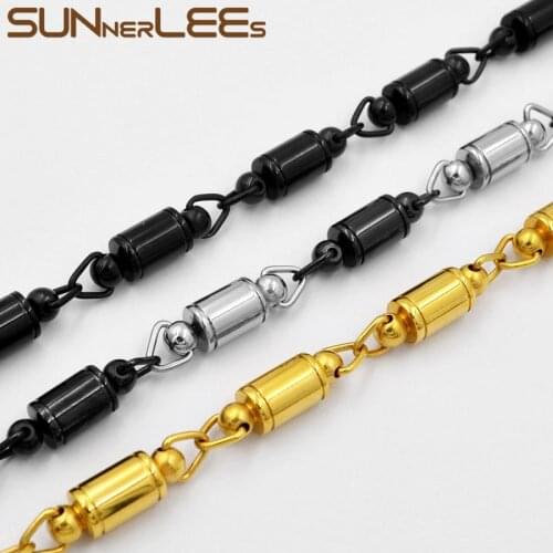 SUNNERLEES 316L Stainless Steel Necklace 8mm Geometric Link Chain Silver Color Gold Plated Men Women Jewelry Gift SC174 N