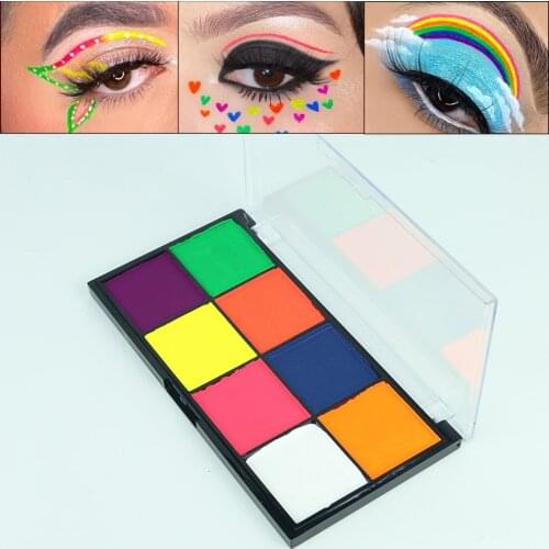 Bowitzki Water Active Liner for Eyeliner Makeup UV Glow Color Face Body Paint 8 colors palette