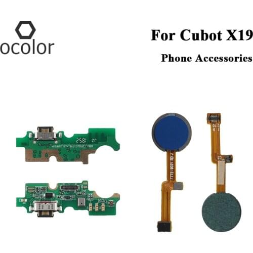 Ocolor For Cubot X19 USB Plug Charge Board AssemblyFor Cubot X19 Fingerprint Scannner Sensor Flex Cable Mobile Phone Accessories