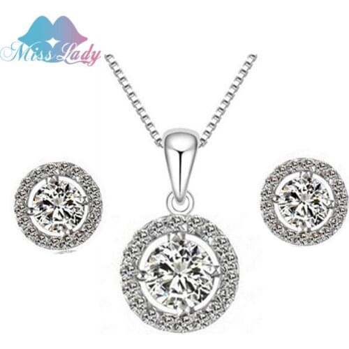 Miss Lady New 2017 Fashion Jewelry Rose Gold color Zircon Crystal Vintage Round Wedding Jewelry Sets for women MLZ1127-2
