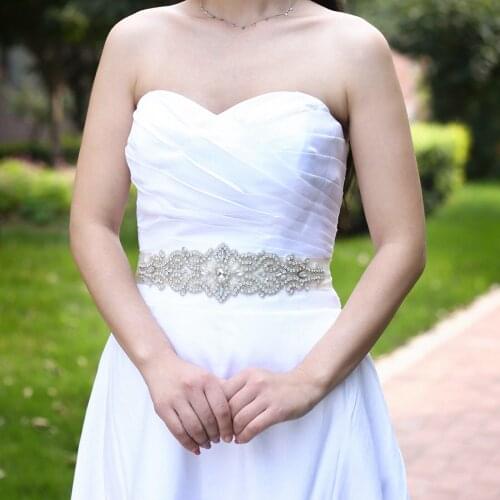 ZMS26DB Bridal Belt Handmade Rhinestone Crystal Wedding Dress Sash Waist Satin Ribbon Gold Silver Belts for Women Accessories