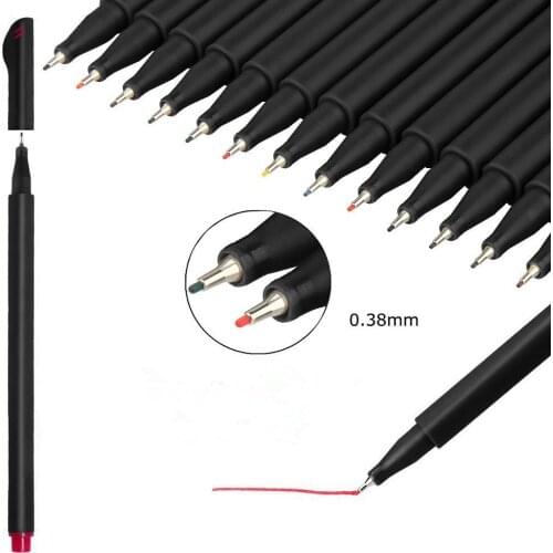 0.4mm Micron Liner Marker Pens 12 Colors Fineliner Pen Water Based Assorted Ink For Painting School liners for drawing