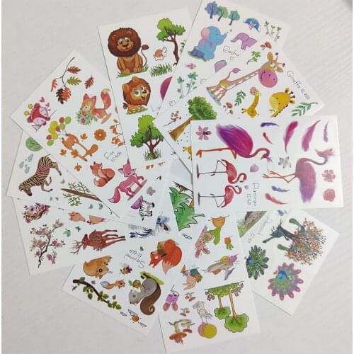 10pc Children Temporary Tatoo Sticker Waterproof Fake Tattoo Cartoons Animal Flamingo Squirrel Tattoos Hand Foot Tatouage Girl