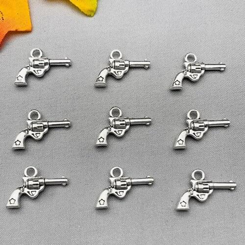10Pcs Charms Tibetan Silver Color Pistol Gun Handmade Craft Pendant For DIY Jewelry Making Accessorie Earring Necklace Handmade