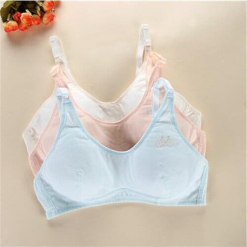 2018 Free shipping! Kids Underwear Cotton Solid Wire Free 75A and 85A cup Girl Bra For Teen Girls