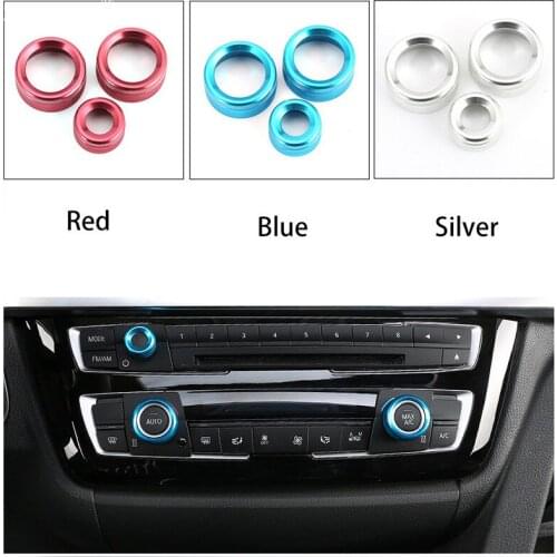 3PCS Aluminum Alloy Car Air Conditioning Switch Knob Ring Cover For BMW 3 Series 320li4 320im 320lim Interior Accessories