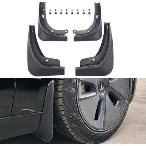 4Pcs /Set ABS Molded Mud Flaps For Tesla Model 3 2021 Set Mudflaps Splash Guards Flap Mudguards Front Rear