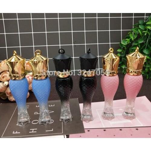 5ML 100Pcs Cosmetic Crown Mermaid Lip Gloss Tube, Empty Plastic Queen Pink/Blue/Clear/Black Lipgloss Bottle, Wand Mascara Tube