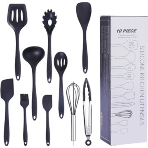 9/10 pcs Cooking Utensils Set Kitchen Tools Nonstick Cookware with Spatula Set BPA-Free Silicone Kitchen Gadgets with Utensil