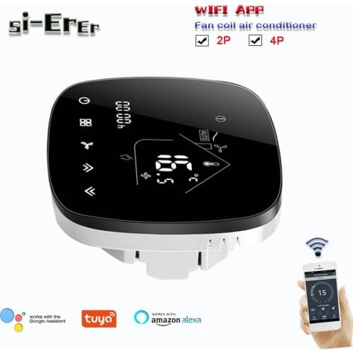 95-240VAC Tuya weekly programming wifi thermostat for heating and cooling,works with google home,2pipe 4pipe optional