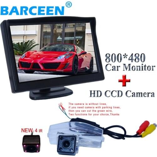 Car rearview camera 4 ir glass lens material 170 angle +black wide screen car reversing monitor fit for MAZDA 2 for MAZDA 3
