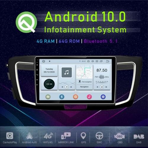 JSTMAX 10.2" Android 10.0 Car GPS Player For Honda Accord 9 2.0L 2013 2014 2015 2016 2017 GPS Car Auto Stereo Multimedia Player