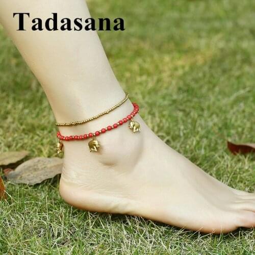 Bohemian Beaded Anklets Bracelet For Women Anklet Hand-woven Round Stone Ankle Foot Rope Chain On The Leg Jewelry Elephant