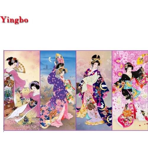 Large DIY Diamond Painting Japanese Woman Geisha Full Drill Diamond Embroidery Rhinestone Square Round Diamond Mosaic sale