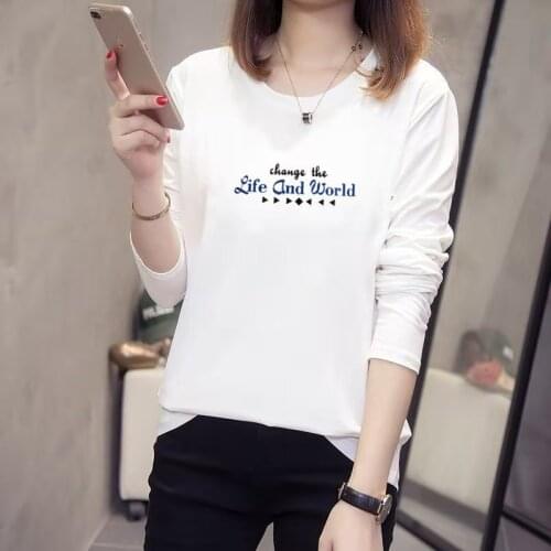 Big Szie Casual Sexy T Shirt Women Lady Fashion Tops Polyester Solid Color Loose Long Sleeve O-neck Tee Shirt Breathable T Shirt